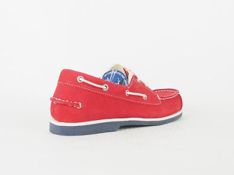 Juniors Timberland Classic 2 Eye Boat 6896R Red Leather Slip On Casual Shoes