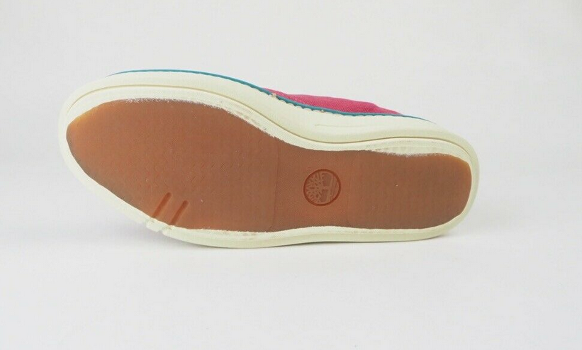 Womens Timberland EK Handcrafted 8964R Pink Lace Up Flat Canvas Trainers - London Top Style