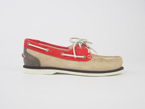 Womens Timberland EK Classic 8861R Red Beige Grey Suede Boat Casual Light Shoes