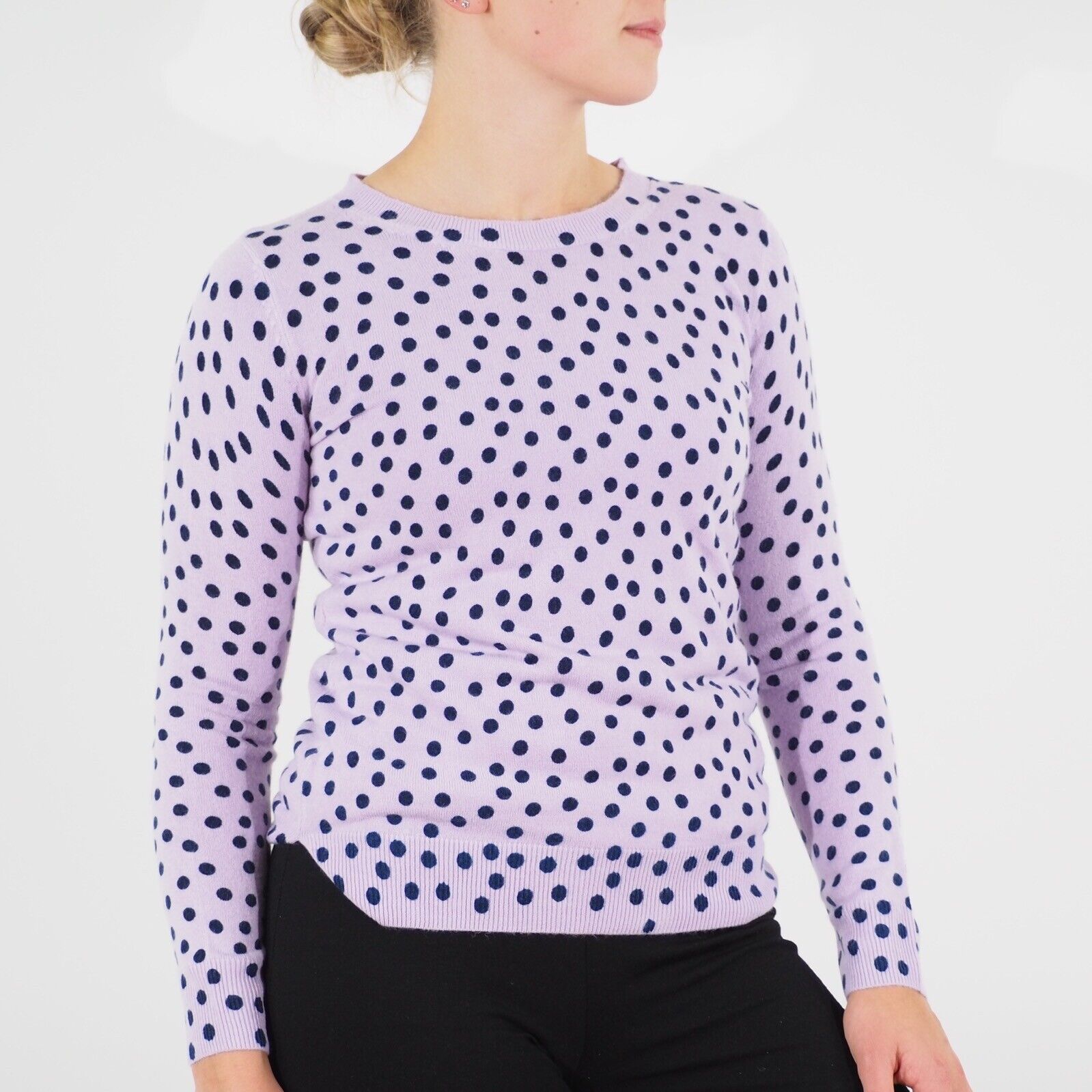 Womens Ex M&S Long Sleeve Top Purple Round Neck Ladies Supersoft Acrylic Jumper