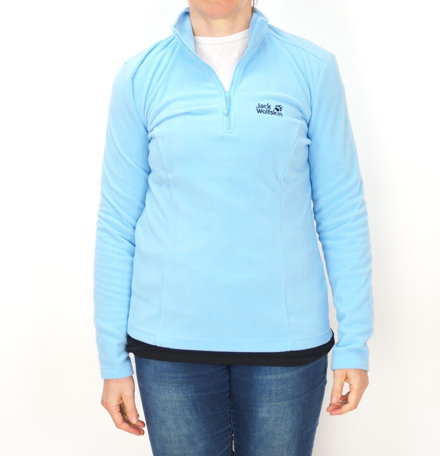 Womens Jack Wolfskin Gecko 17553 Air Blue Half Zip Light Fleece Sweatshirt - London Top Style