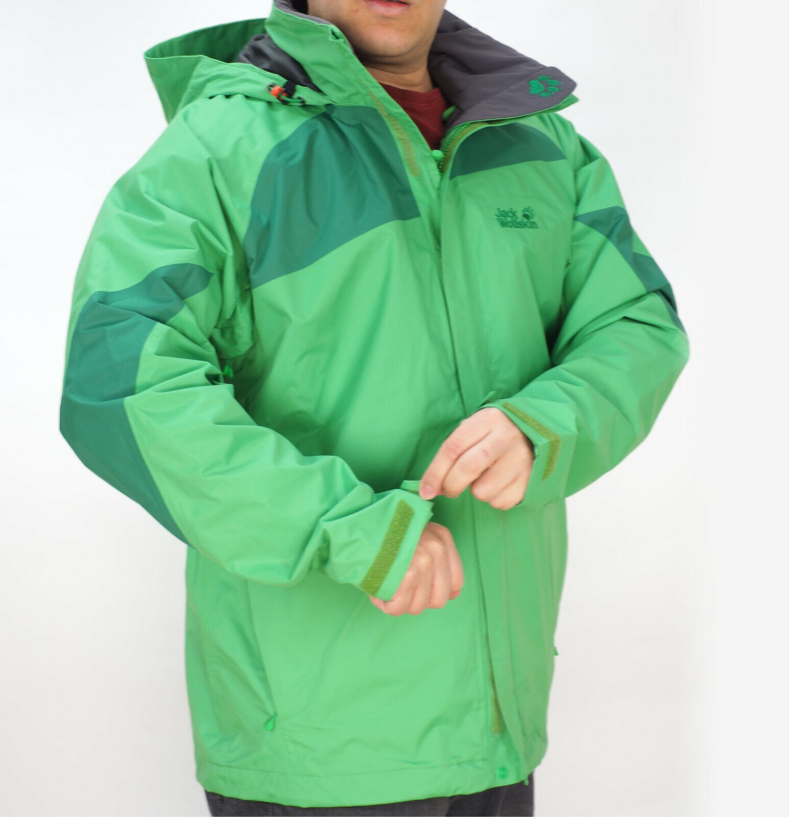 Mens Jack Wolfskin 5006531 Zip Up Seagrass Green Warm Waterproof Hiking Jacket