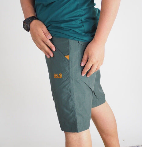 Mens Jack Wolfskin STR 5008561 Greenish Grey Casual Regular Fit Summer Shorts - London Top Style