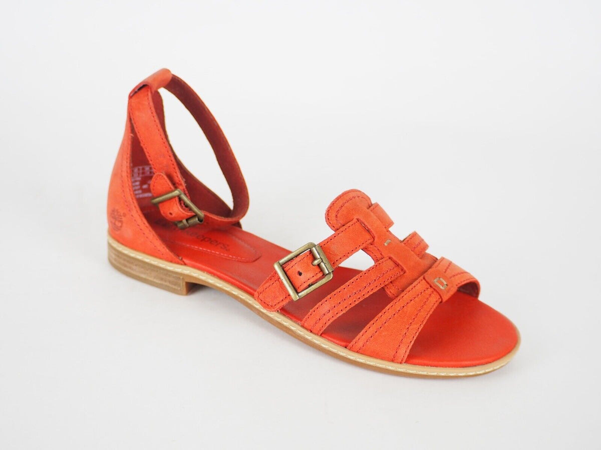 Womens Timberland 8001R Red Leather Strappy Ankle Strap Fisherman Sandals
