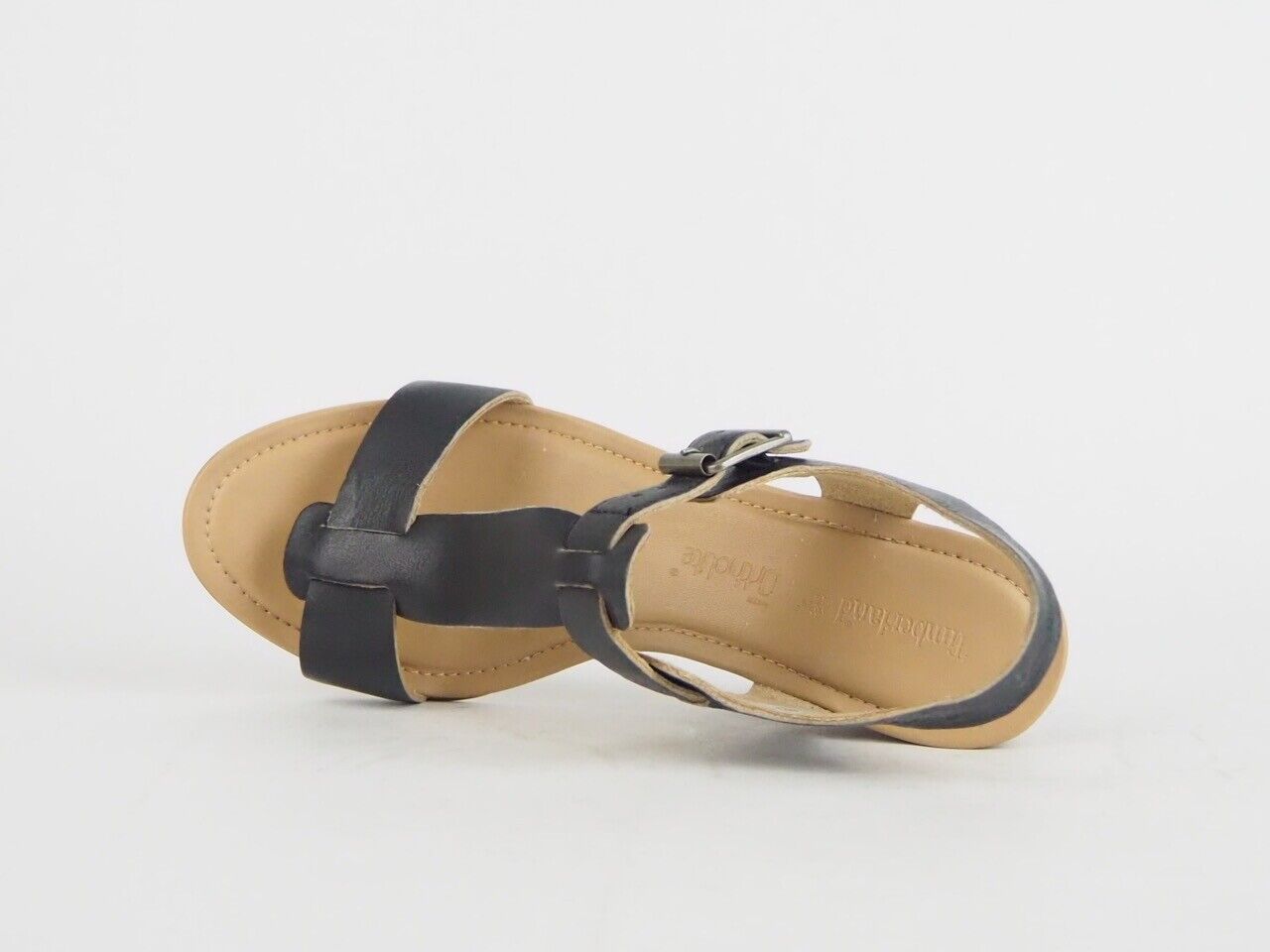Womens Timberland Sibbern T Strap Sand A1B9I Leather Black Ladies Summer Sandals