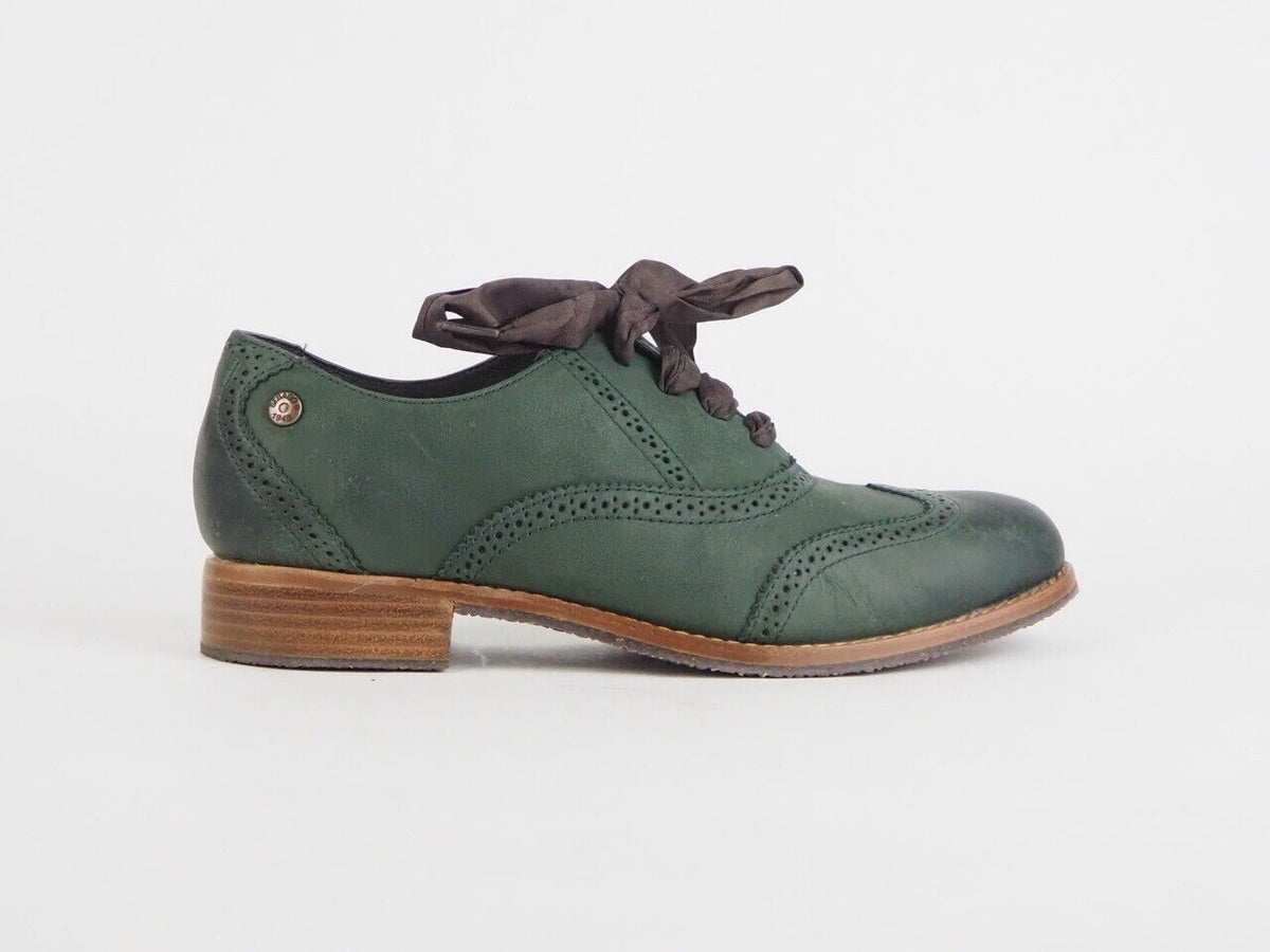 Womens Sebago Claremont Brogue B40300 W Leather Lace Up Green Oxford Shoes - London Top Style