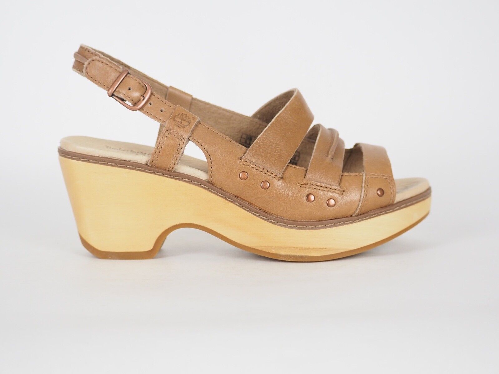 Womens Timberland Bnstbl Slingback 26675 Brown Leather Casual Wedge Sandals