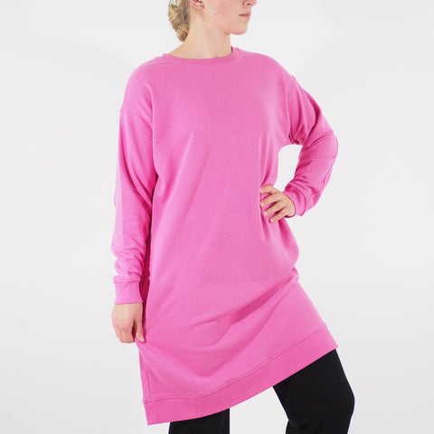 Womens Ex M&S Long Sleeve Long Jumper Pink Round Neck Ladies Cotton Pullover