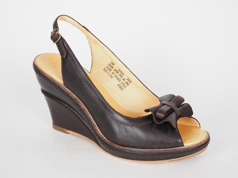 Womens Timberland Marge Peep Toe 67634 Dk Brown Leather Slingback Heeled Sandals