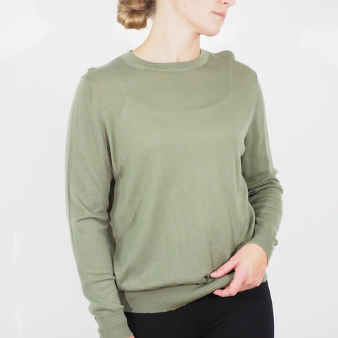 Womens Ex M&S Long Sleeve Top Green Extra Fine Merino Wool Casual Ladies Blouse
