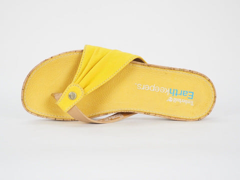 Womens Timberland Estela 24691 Yellow / Brown Leather Summer Ladies Flip Flops - London Top Style