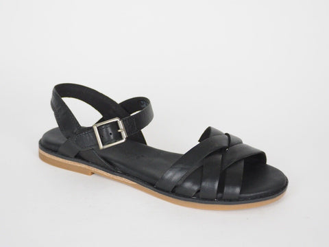 Womens Timberland Caswell Y-Strap A1458 Black Leather Ladies Strappy Sandals