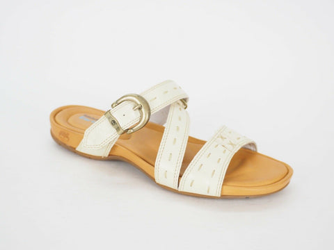 Womens Timberland Pleasant Bay 25638 White Leather Slider Casual Summer Slippers - London Top Style