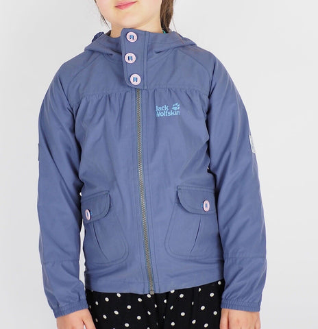 Girls Jack Wolfskin Stormwalk 1603651 Shady Blue Windproof Breathable Jacket - London Top Style
