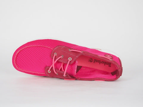 Womens Timberland EK Seneca 3730A Rose Red Leather Breathable Light Casual Shoes
