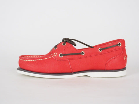 Womens Timberland EK Classic 8357A Coral Leather 2 Eye Lace Up Casual Boat Shoes