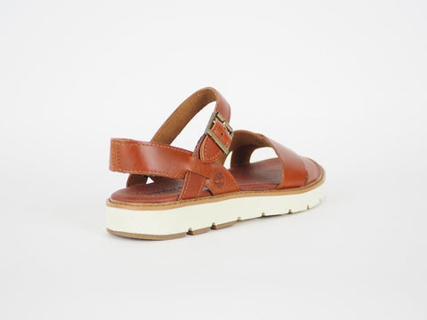 Womens Timberland Bailey Park A1437 Red Brown Leather Platform Strappy Sandals