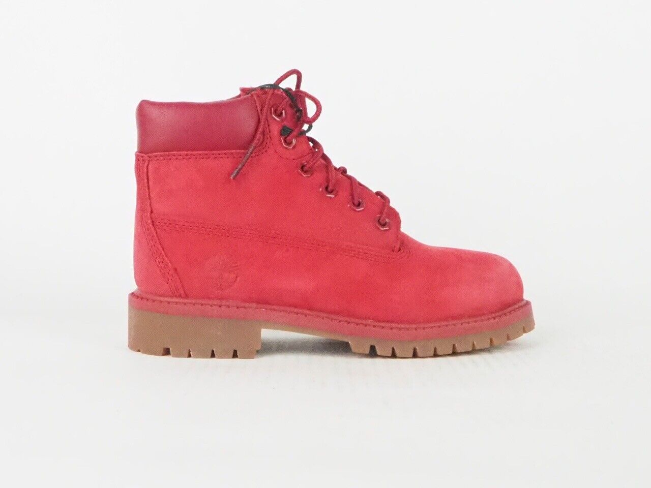 Girls Timberland Classic Premium 6 Inch A14TE Red Leather Lace Waterproof Boots