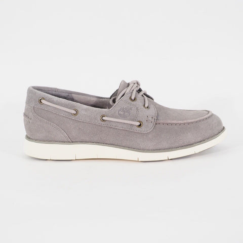 Womens Timberland Lakeville A1GDQ Grey Suede Casual Lace Up Walking Boat Shoes