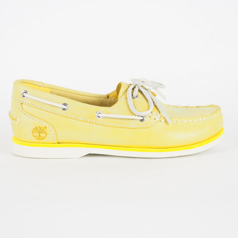 Womens Timberland Classic 2 Eye Unlined A14QA Yellow Leather Boat Shoes