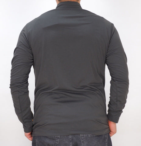 Mens Jack Wolfskin Trail 1801501 Dark Steel Half Zip Longlseeve Light Sweatshirt - London Top Style