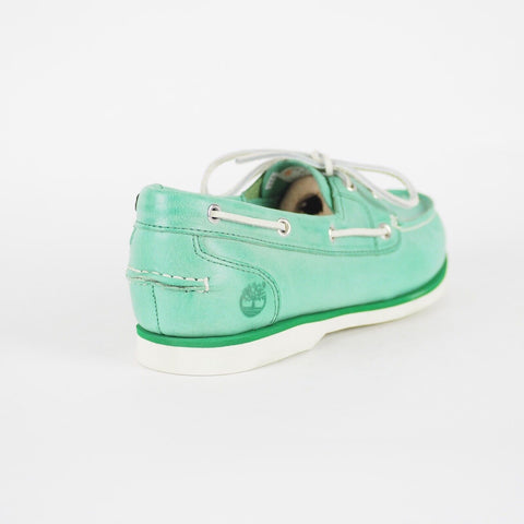 Womens Timberland Classic A14Q5 Mint Green Leather 2 Eye Lace Up Boat Shoes