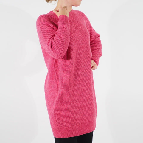 Womens Ex M&S Long Sleeve Long Jumper Pink Round Neck Ladies Cotton Pullover