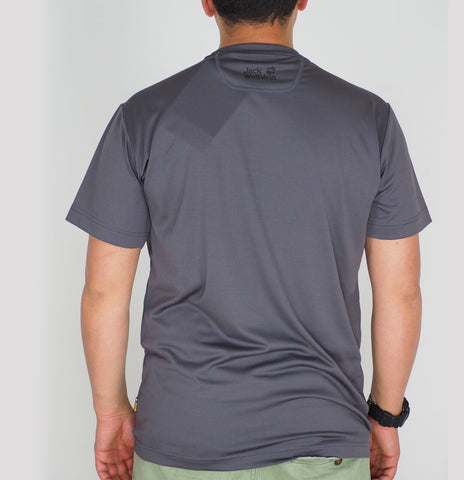 Mens Jack Wolfskin Baselayer 5007841 Dark Steel Short Sleeve Casual T Shirt - London Top Style