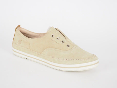 Womens Timberland Cascbay 8844R Beige Leather Laceless Loafer Flats Casual Shoes
