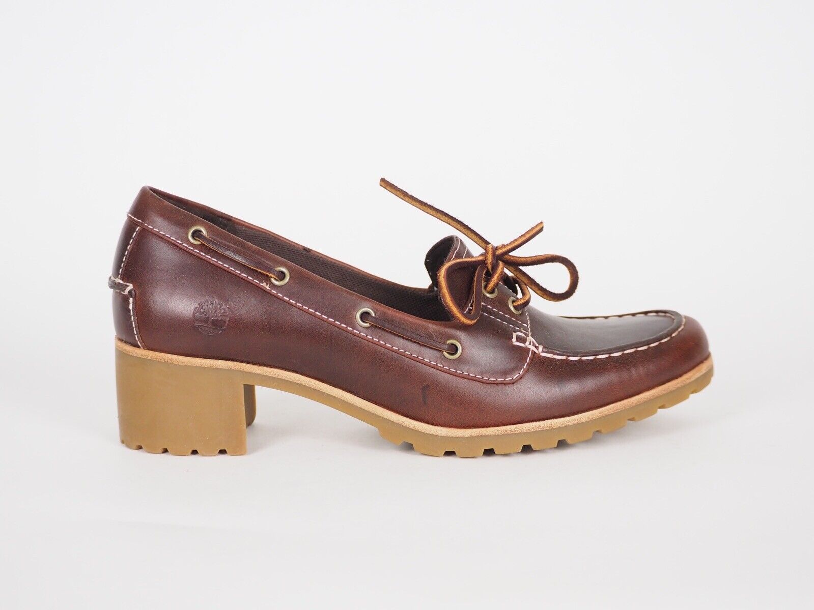 Womens Timberland Bergen 20625 Brown Leather 2 Eye Heeled Deck Boat Shoes - London Top Style