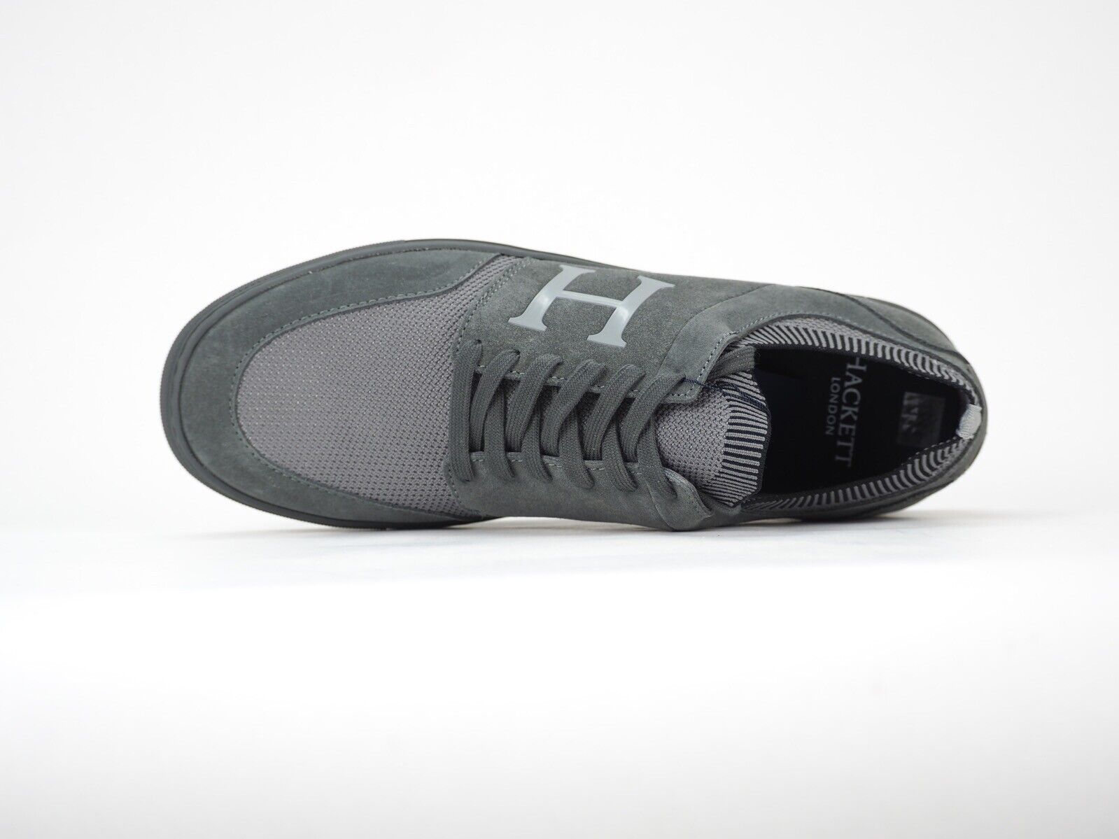 Mens Hackett London Entry Knit HMS20855 Grey Leather Casual Shoes Trainers UK 10