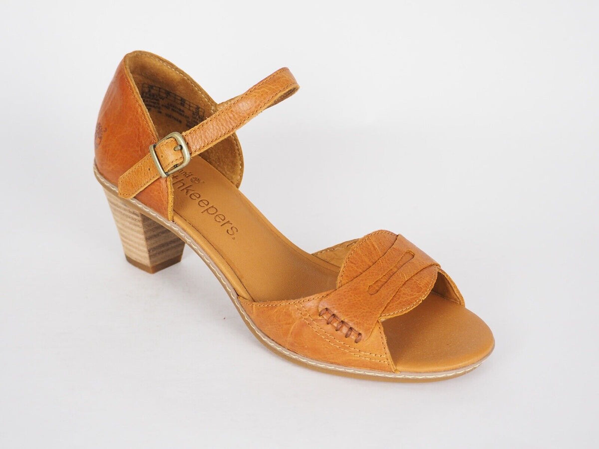 Womens Timberland Montvale 27687 Orange Brown Leather Classic High Heel Sandal