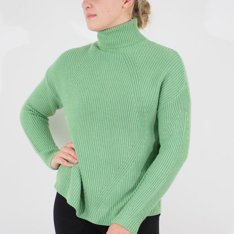 Womens Ex M&S Long Sleeve Top Green High Neck Ladies Casual Viscose Jumper