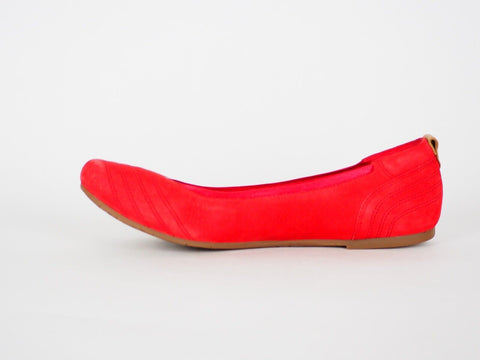 Womens Timberland EK Elsworth 8941R Red Suede Slip On Ballerina Shoes - London Top Style