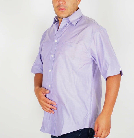 Mens The Original Ben Sherman Oxford Short Sleeve Smart Dress Light Purple Shirt