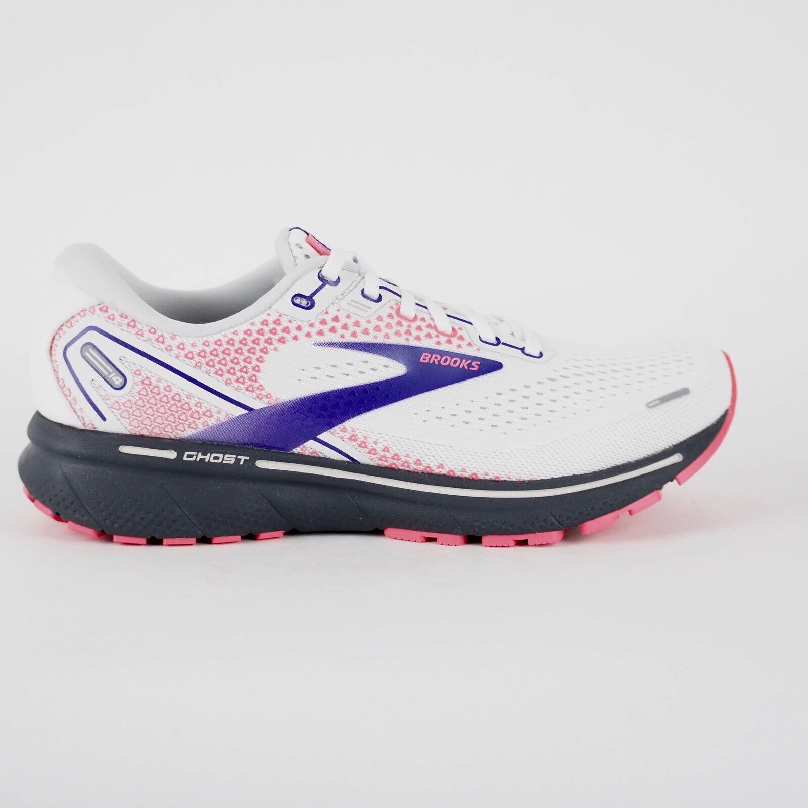 Womens Brooks Ghost 14 120356 1B 192 White Purple Walking Running Shoes Trainers