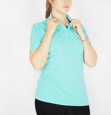 Womens Jack Wolfskin Pique Function 1804661 Pool Blue Casual Summer Polo Shirt