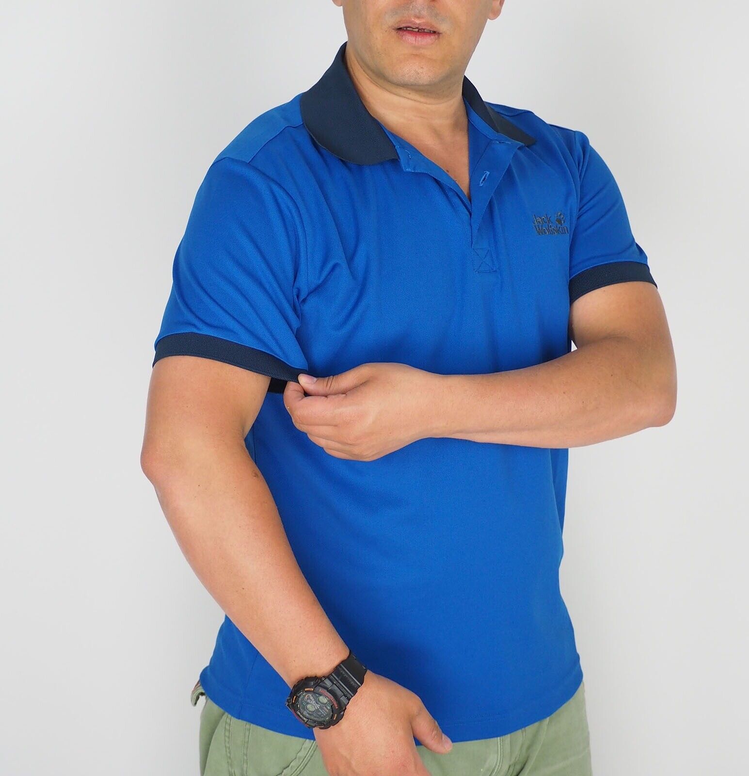 Mens Jack Wolfskin SU15 5006231 Classic Blue Short Sleeve Summer Polo Shirt - London Top Style