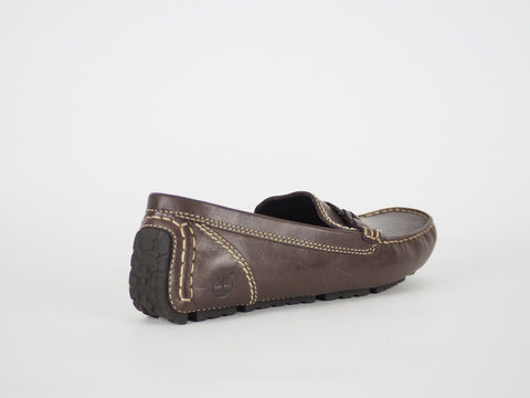Womens Timberland Links Driver 63623 Dk Brown Leather Slip On Loafer Shoes - London Top Style