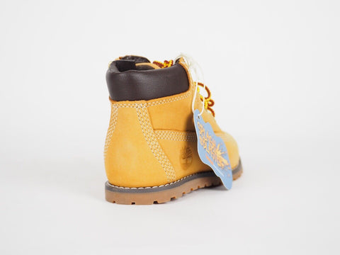 Boys Girls Timberland PokeyPine 6 Inch A125Q Wheat Leather Lace Up Chukka Boots
