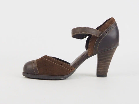 Womens Timberland Wingate Mary Jane 3702R Brown Leather Heels Sandals