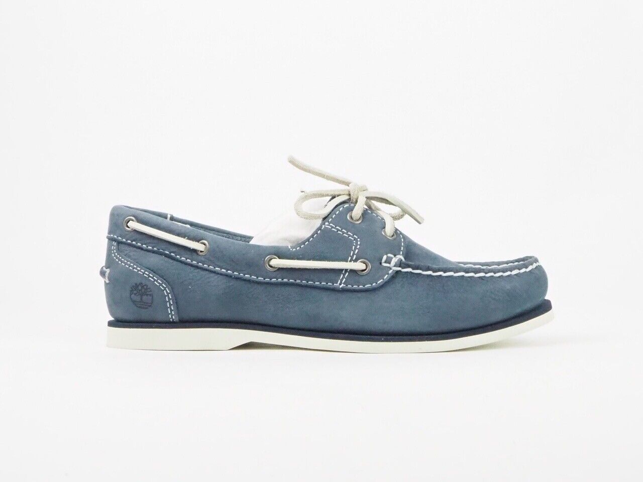 Mens Timberland Classic 2 Eye A3398 Med Blue Leather Slip On Boat Shoes