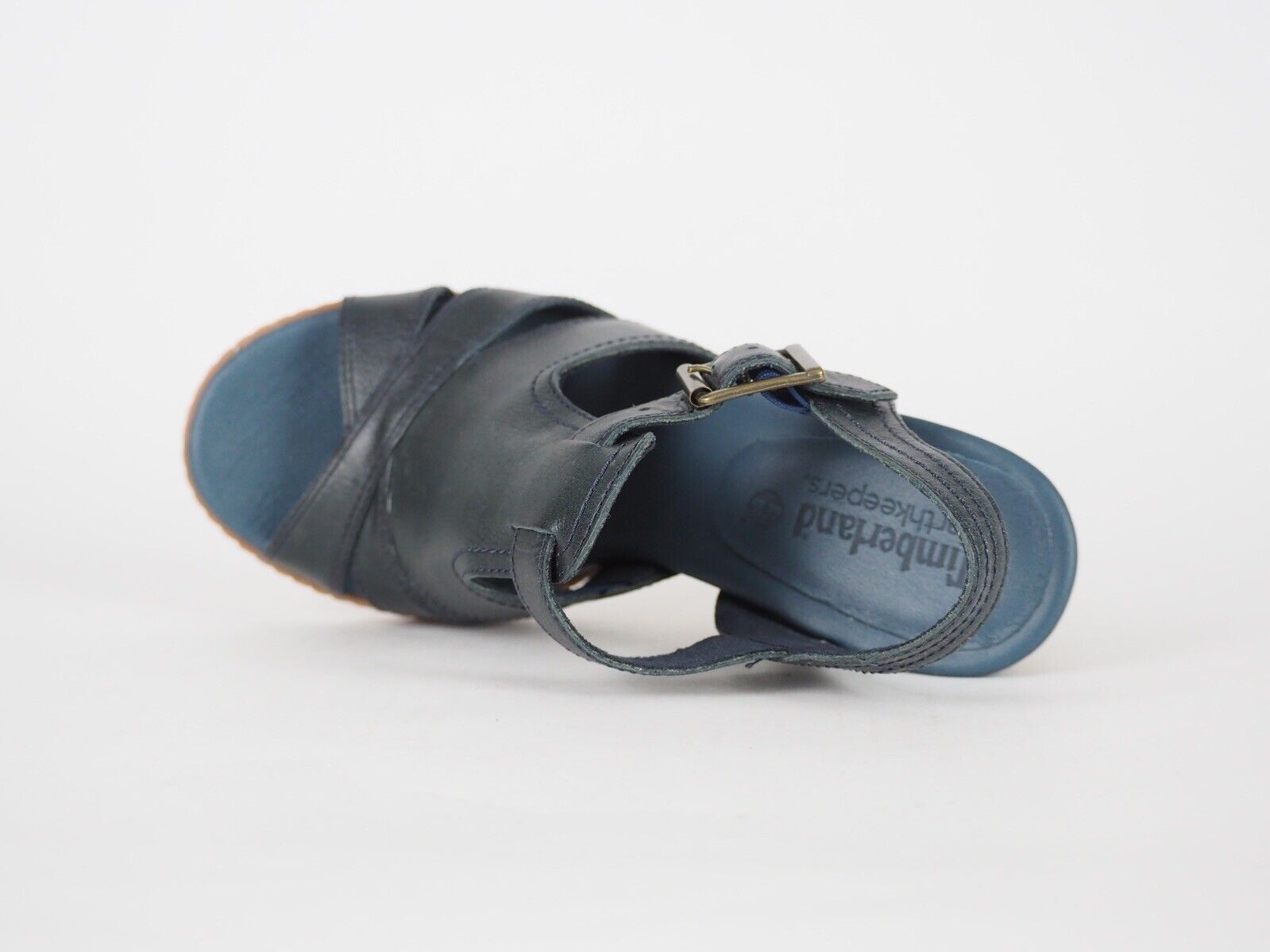 Womens Timberland Strafford 8439B Blue Leather High Heel Gladiator Sandals
