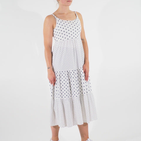 Girls Ex George Sleeveless 100% Cotton Dress White Dotted Girls Long Dress