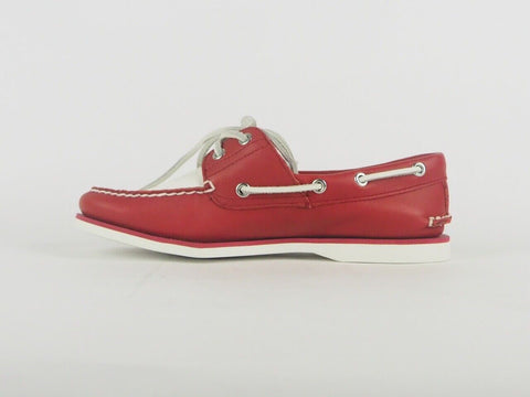 Mens Timberland Classic Boat 2 Eye A153X Red Leather Lace Up Boat Shoes