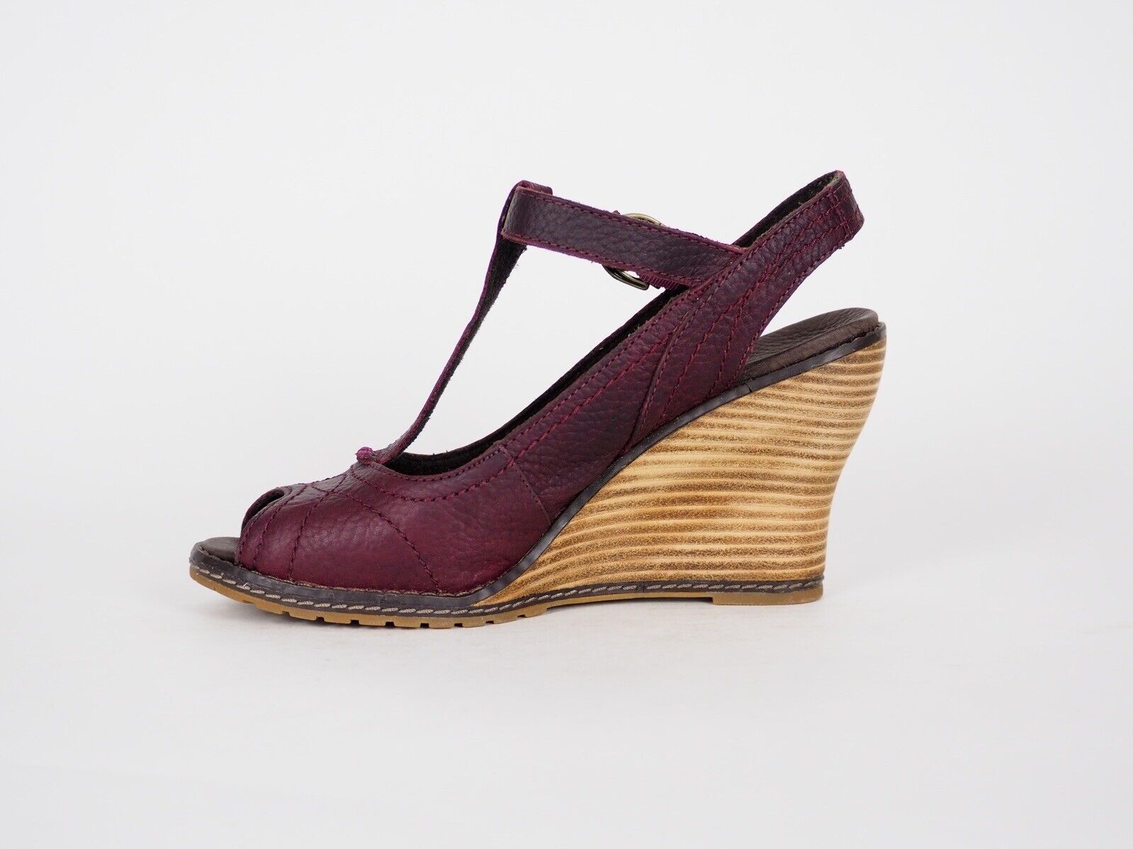 Womens Timberland Maeslin T-Strap 18624 Burgundy Leather Slingback Sandals