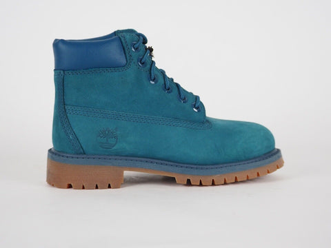Boys Timberland 6 Inch A14TP Teal Leather Lace Up Winter Chukka Boots