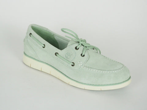 Womens Timberland Lakeville A1GDF Silt Green Suede Moccasin Boat Shoes - London Top Style