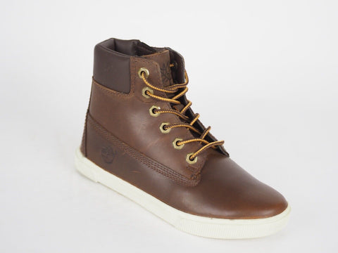 Boys Timberland EK 2.0 6 Inch 1675A Brown Leather Laced Zip Winter Chukka Boots