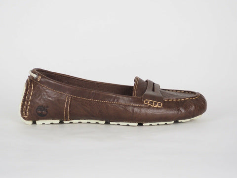 Womens Timberland Classic 27693 Brown Leather Shoes Casual Slip On Moccasins - London Top Style